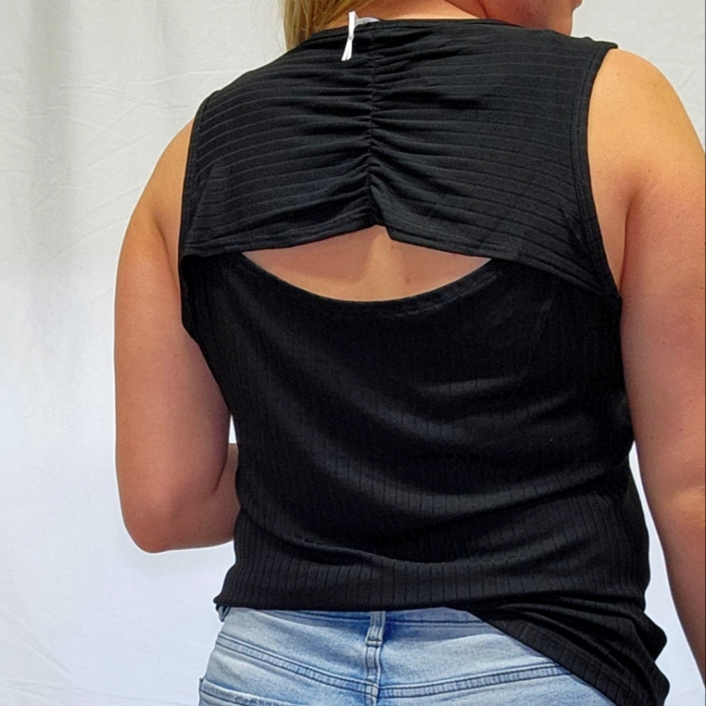 Black tank top back cut out